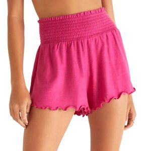 Z Supply Shorts “Dawn” Stretchy Shirred Waistband SOFT Lounge Shorts in Fuschia